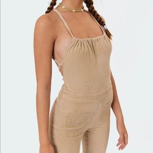 Open back corduroy jumpsuit